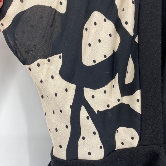 Diane von Furstenberg Silk Wool Midi Dress Abstract PolkaDot Print Black Ivory 4 - Picture 9 of 12